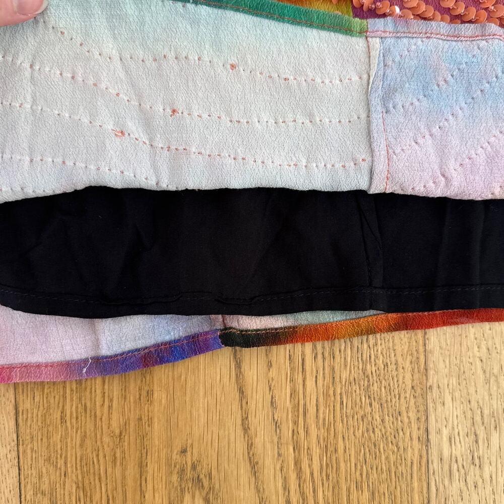 The Wolf Gang Sequin Mini Dress Rio Size L Orange Green Multicolor Sunset - Picture 3 of 5